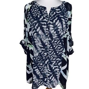 Calvin Klein Abstract Black and White Blouse